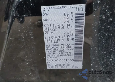 2018 Nissan Pathfinder S из США, поврежденный, VIN 5N1DR2MM3JC651800